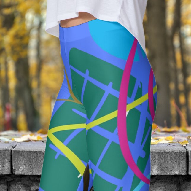 Legging Impressão Abstrato Real Negrito (Abstract on Royal Blue)