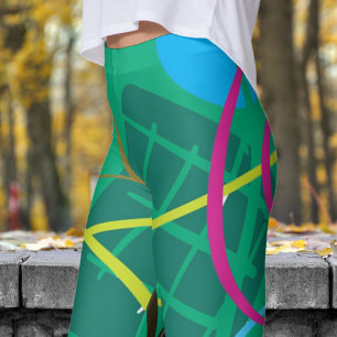 Legging Impressão Abstrato verde-preto