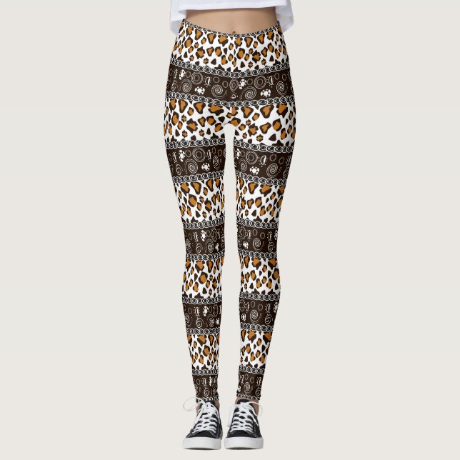 Legging Impressão africano com teste padrão da pele da (Frente)