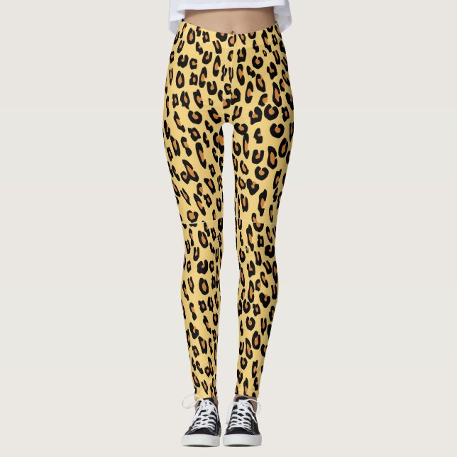 Legging Impressão amarelo do leopardo (Frente)