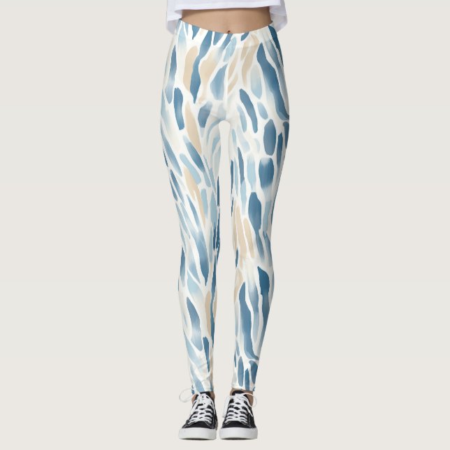 Legging Impressão animal Abstrato de creme azul (Frente)