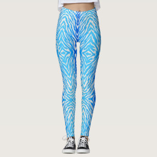 Legging Impressão Animal com tiras de Tigre Azul Elétrico