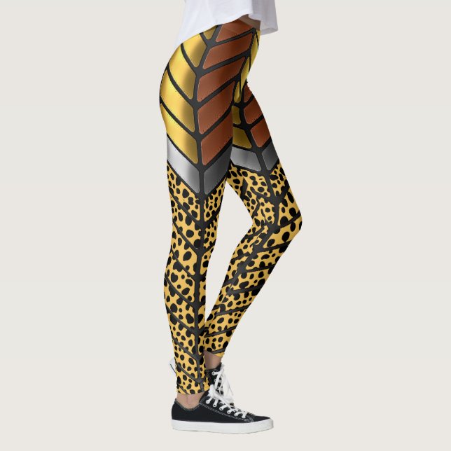 Legging Impressão Animal de Guepardo Chevron Ziguezague Mo (Direita)