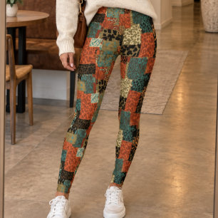 Legging Impressão Animal de Patchwork Retrô