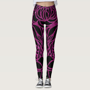 Legging Impressão Animal de Zebra Negra-Negra-Roxa Elegant