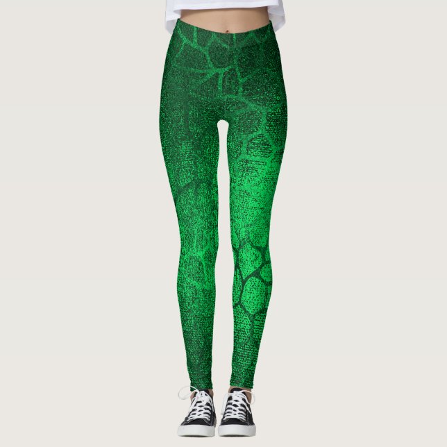 Legging Impressão animal do verde esmeralda (Frente)