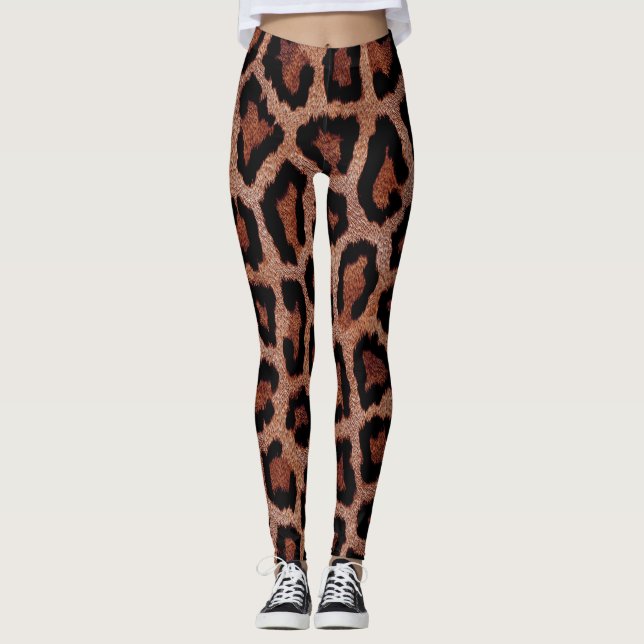 Legging Impressão Animal Dourada Red Brown Black Lepard (Frente)