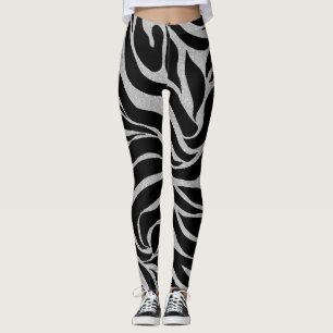 Legging Impressão Animal Elegante Black Glitter Silver Zeb