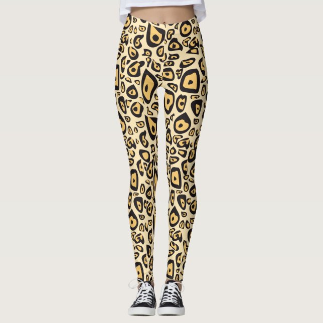 Legging Impressão Animal Jaguar Claro Amarelo e Laranja  (Frente)