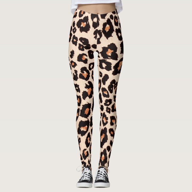 Legging Impressão Animal Laranja Preto-Leopardo Preto (Frente)