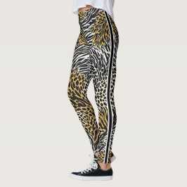 Legging Impressão animal mista Zebra Leopard Tiger Mistura