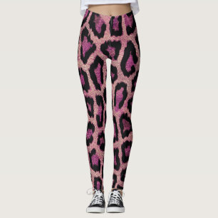 Legging Impressão Animal Preto-Leopardo Cor-de-Rosa
