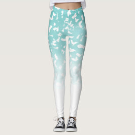 Legging Impressão bonito de Omã Branco Aqua