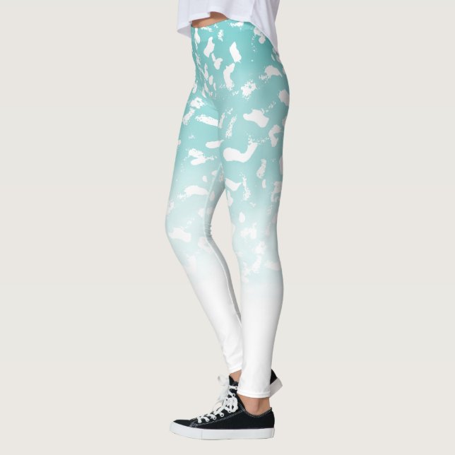 Legging Impressão bonito de Omã Branco Aqua (Esquerda)