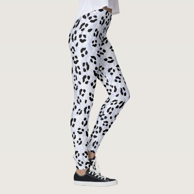 Legging Impressão branco do leopardo (Direita)