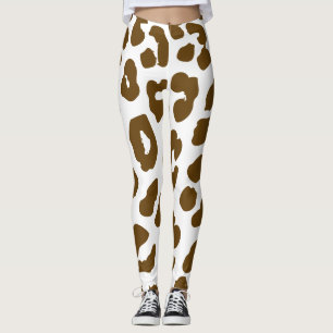 Legging Impressão Castanho e Branco da Vaca do Halloween