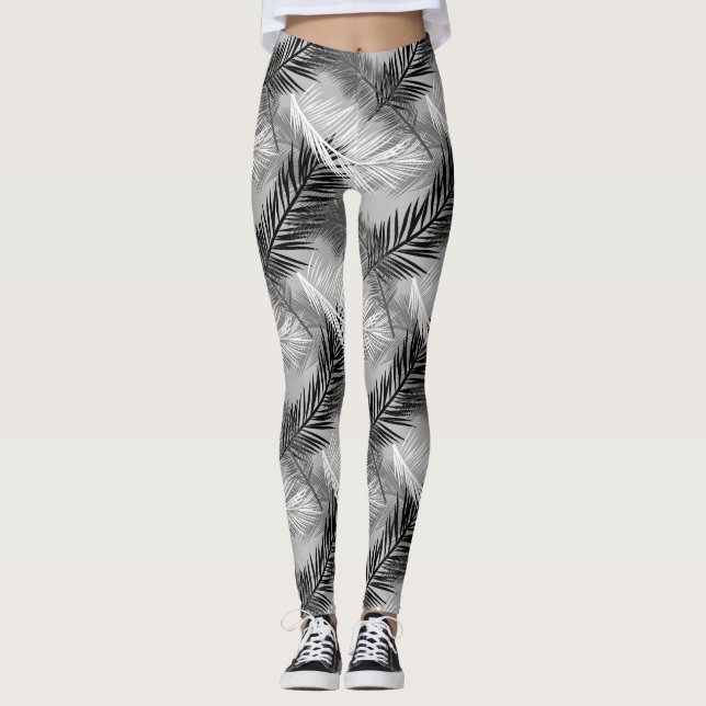 Legging Impressão, Cinza/Cinza de folha de palma, preto e  (Frente)