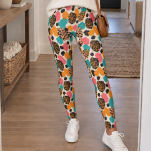 Legging Impressão Colorida Abstrata de Leopardo