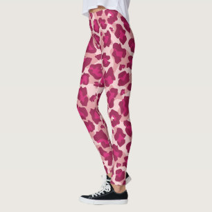 Legging Impressão cor-de-rosa e vermelho do leopardo