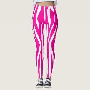 Legging Impressão da zebra do rosa quente