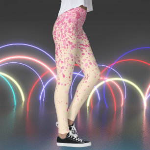 Legging Impressão de amêndoa retrorativa e sarjetas vermel