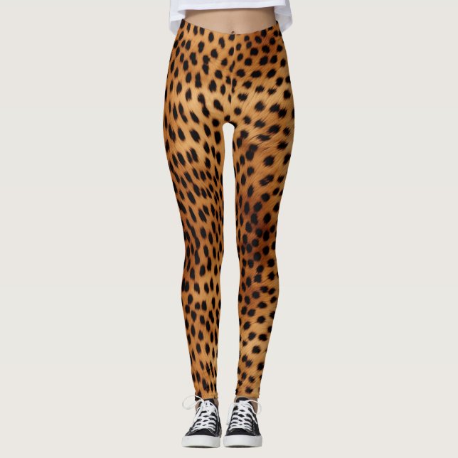 Legging Impressão de animais castanhos e negros (Frente)