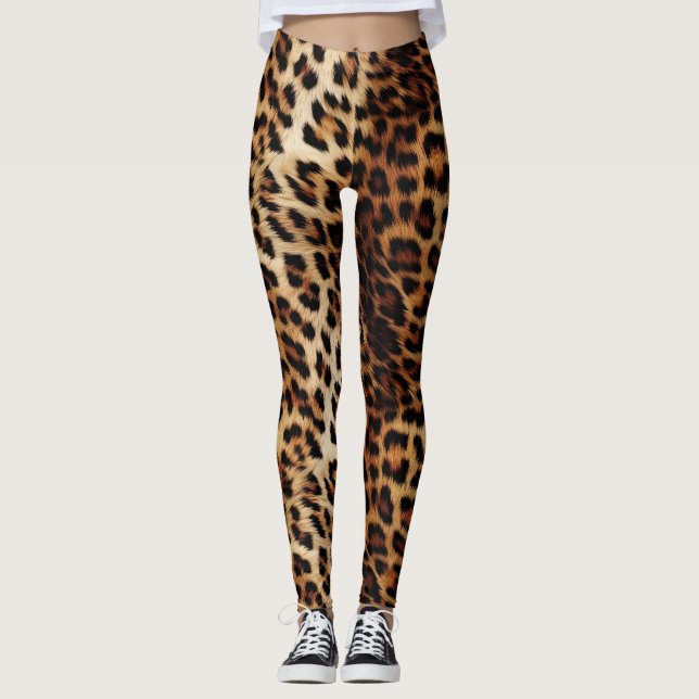 Legging Impressão de Animais Castanhos-Leopardo (Frente)