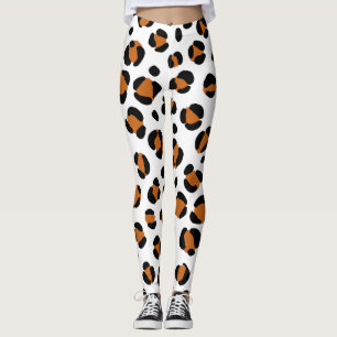 Legging Impressão de Animais do Leopardo Branco Negro Lara