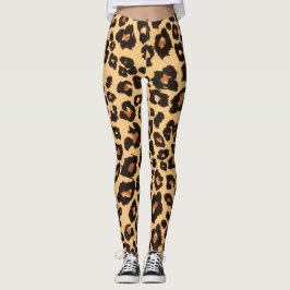 Legging Impressão de Animais Pretos-Leopardo-Preto-Amarelo