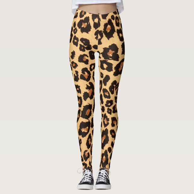 Legging Impressão de Animais Pretos-Leopardo-Preto-Amarelo (Frente)