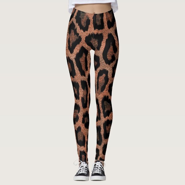 Legging Impressão de Animais Pretos-Leopardo Vermelho-Cast (Frente)