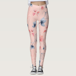 Legging Impressão de Aquarela Floral - Cinza Rosa