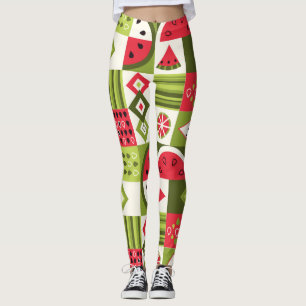 Legging Impressão de Arte de Elementos de Melancia Decorat