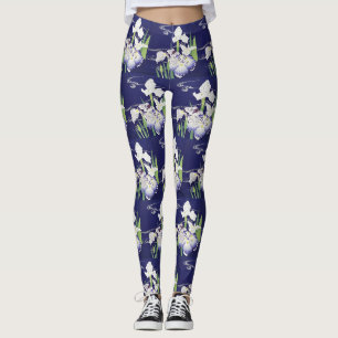 Legging Impressão de Arte de Íris Japonesa Vintage Kogyo T