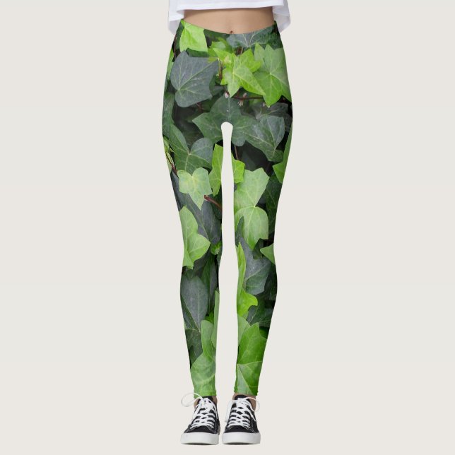 Legging Impressão de Botânica de Ivy Verde (Frente)