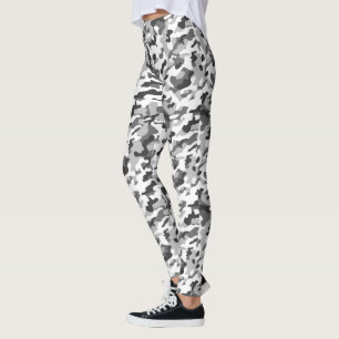 Legging Impressão de Camo preto, branco e Cinza de tendênc