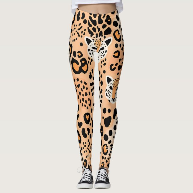 Legging Impressão de Chita Bonita com Rostos (Frente)