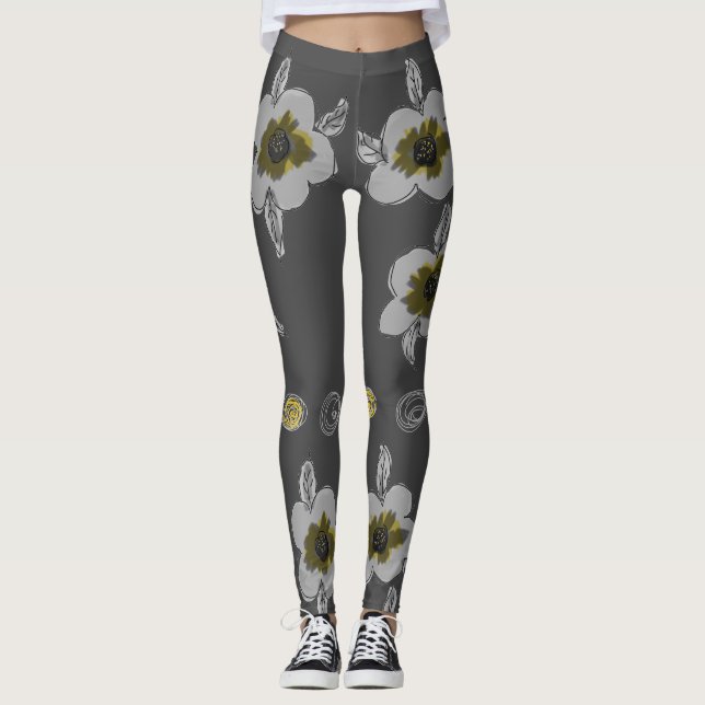 Legging Impressão de cinza de (Frente)
