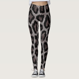 Legging Impressão de Cinzas pretas de leopardo-negro