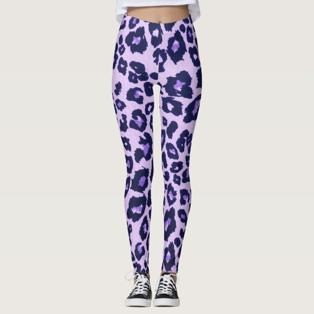 Legging Impressão de Cinzas roxas e Leopardo preto (Frente)