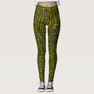 Legging Impressão de Crocodilo de Aquarela