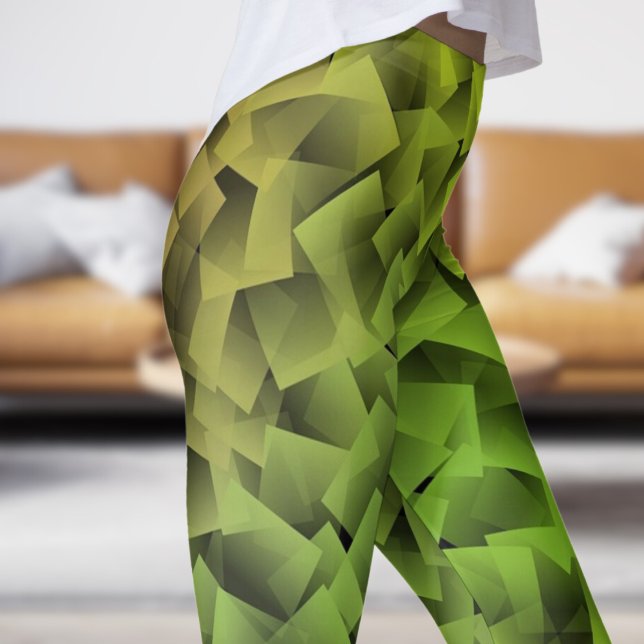 Legging Impressão de Cubismo Verde Nítido (Post it Cubism in Green)
