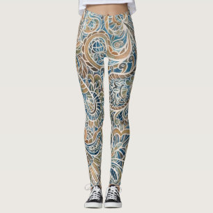 Legging Impressão de desenho manual de saltos multicores