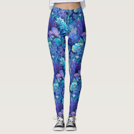 Legging Impressão de Fantasia Floral de DeepSea