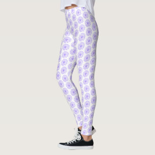 Legging Impressão de Flor de Daisy Purple Pastel, Hippie F