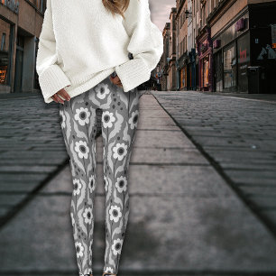 Legging Impressão de Flores de Ovos de inverno do outono W