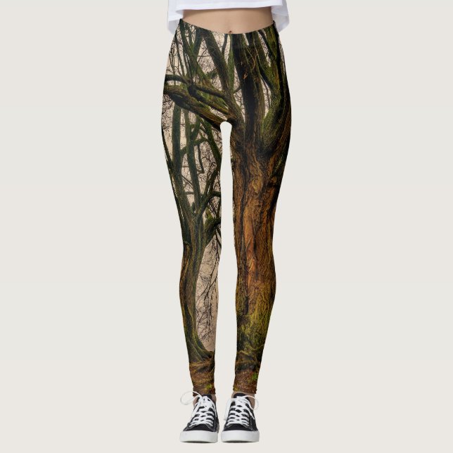 Legging Impressão de Foto de Árvore de Oak Duplo Divertido (Frente)
