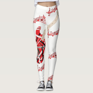 Legging Impressão de Guitarra e de Notas de Música