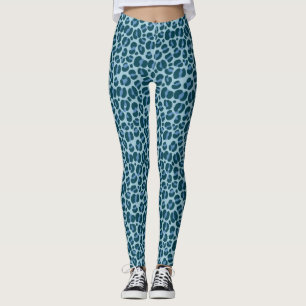 Legging Impressão de Leopardo Azul