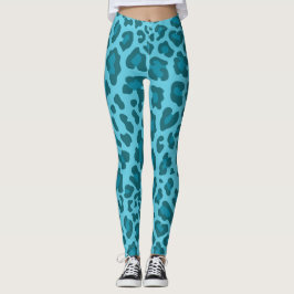 Legging Impressão de Leopardo Azul